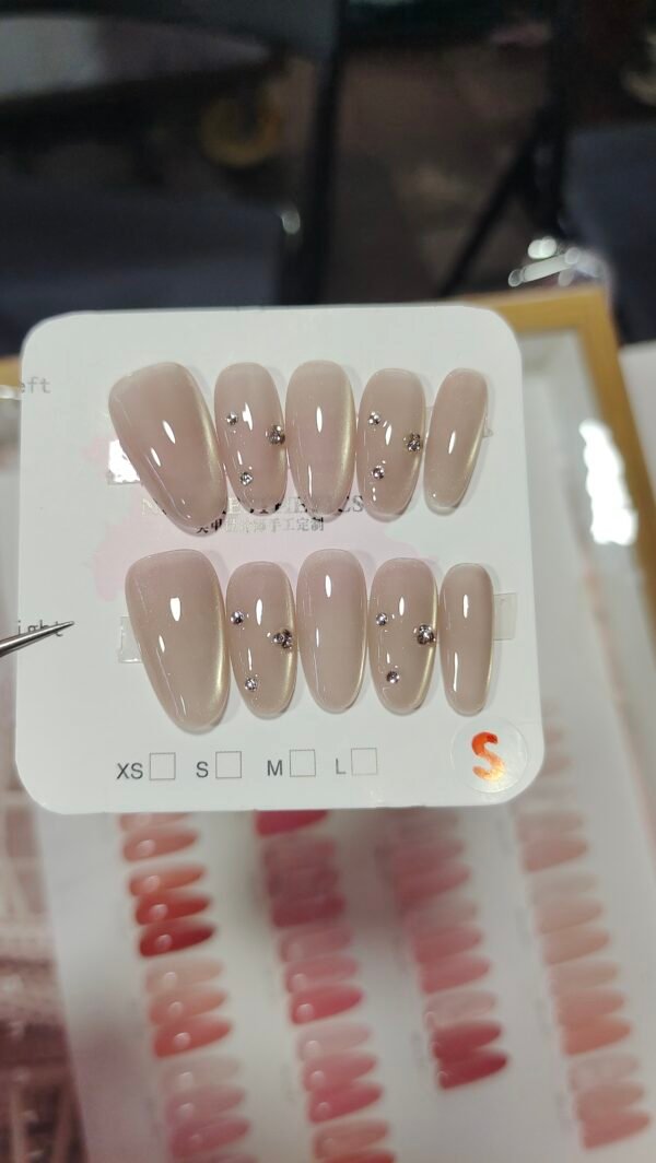 Press on Nails Medium Fake Nails Pink Glossy Glue on Nails Glitter Acrylic Nails Oval Stick on Nails for Women and Girls